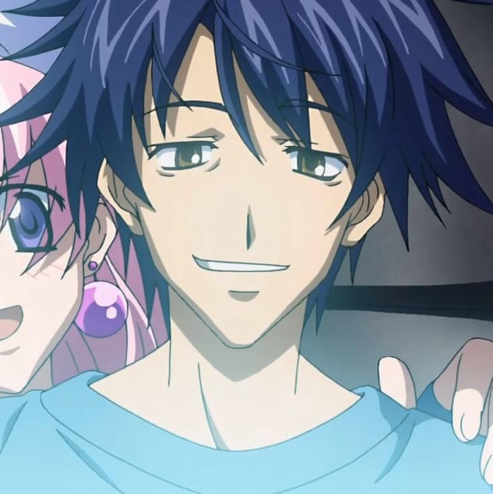 1boy aki_yusari arkestral blue_hair chaos;head male_focus nishijou_takumi tagme yellow_eyes