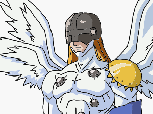 angemon blonde_hair covered_eyes digimon digimon_(creature) helmet helmet_over_eyes lowres markininja07 non-web_source wings