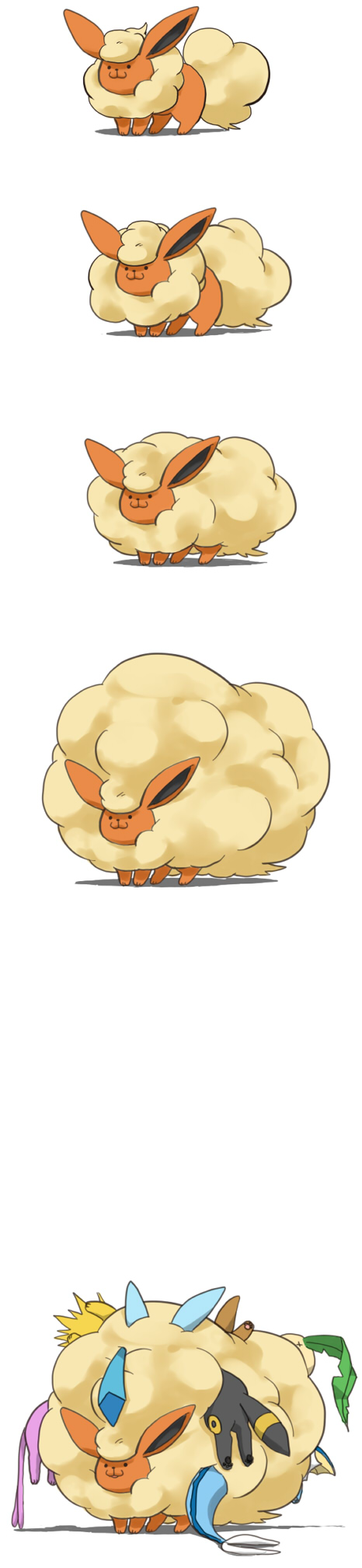 :3 bad_id bad_pixiv_id comic eevee espeon evolution evolutionary_line flareon fluffy gattai gen_1_pokemon gen_2_pokemon gen_4_pokemon glaceon highres jolteon leafeon long_image nintendo no_humans pokemon pokemon_(creature) silent_comic tail tall_image umbreon vaporeon yoshikawa_mo