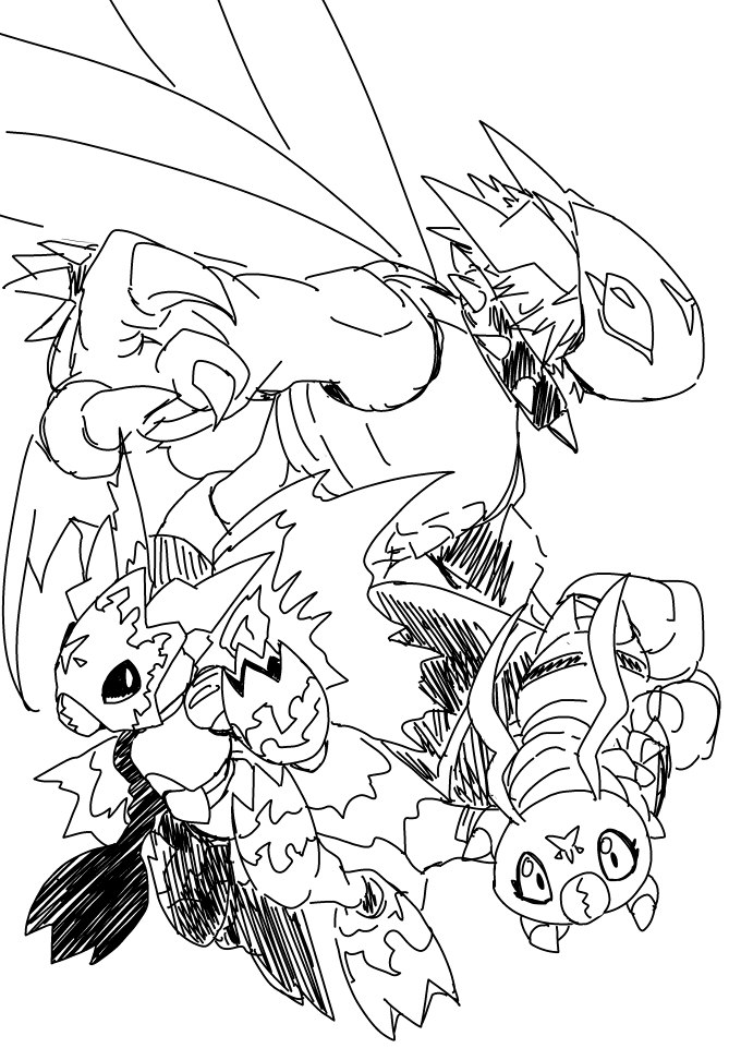antennae bug digimon digimon_(creature) dinobeemon exoskeleton flying shadramon spikes wings wormmon