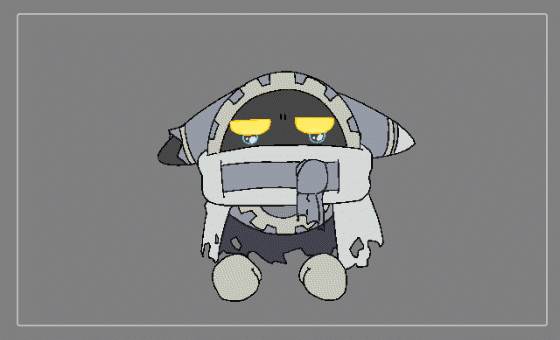 animated animated_gif crying gear_print gloves grey_background grey_gloves grey_theme kirby&#039;s_return_to_dream_land_deluxe kirby_(series) magolor magolor_epilogue nijyu7 nintendo no_humans rayman_limbs solo tears torn_clothes yellow_eyes
