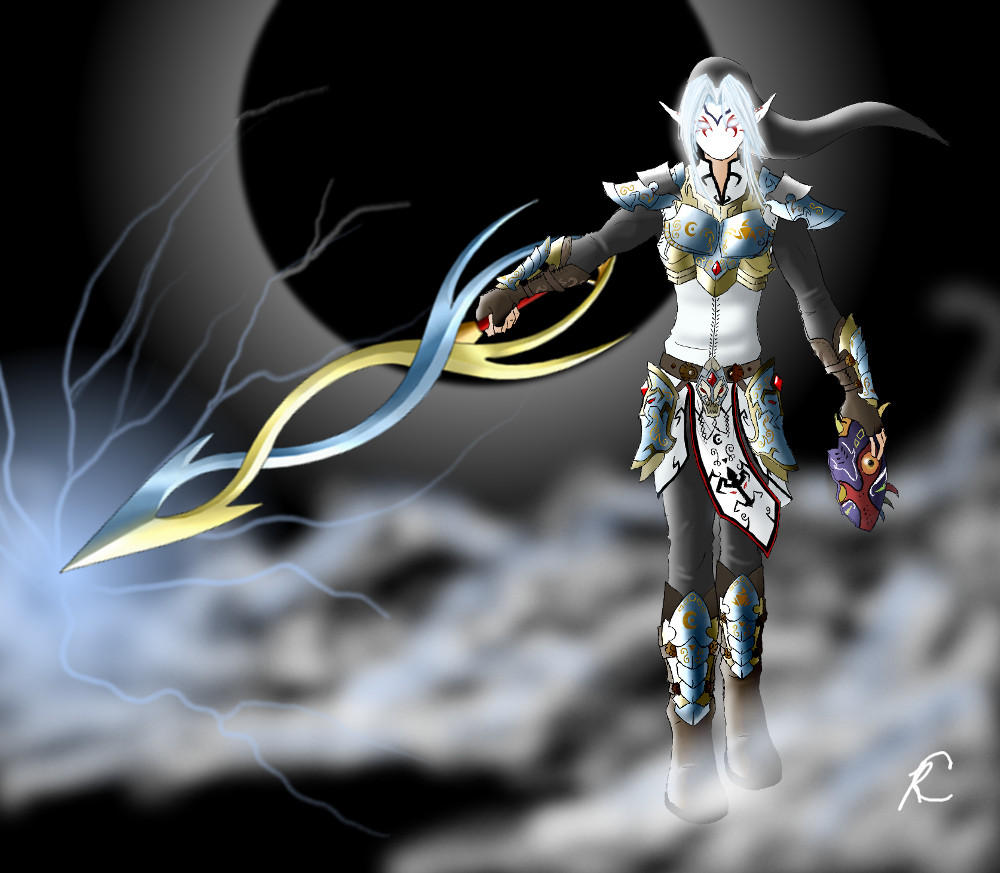 1boy alternate_color alternate_costume alternate_form armor black_hat blue_gemstone broken_mask brown_footwear colored_sclera commentary crescent crescent_print double_helix eclipse electricity english_commentary facial_mark fierce_deity fingerless_gloves gem gloves glowing glowing_eyes green_eyes hat holding holding_sword holding_weapon know-kname link long_hair long_sleeves looking_at_viewer majora_(entity) mask nintendo no_pupils pauldrons pointy_ears possessed possession red_gemstone shoulder_armor solar_eclipse standing sword tattoo the_legend_of_zelda the_legend_of_zelda:_majora&#039;s_mask triangle triangle_print weapon white_eyes wrist_guards yellow_sclera