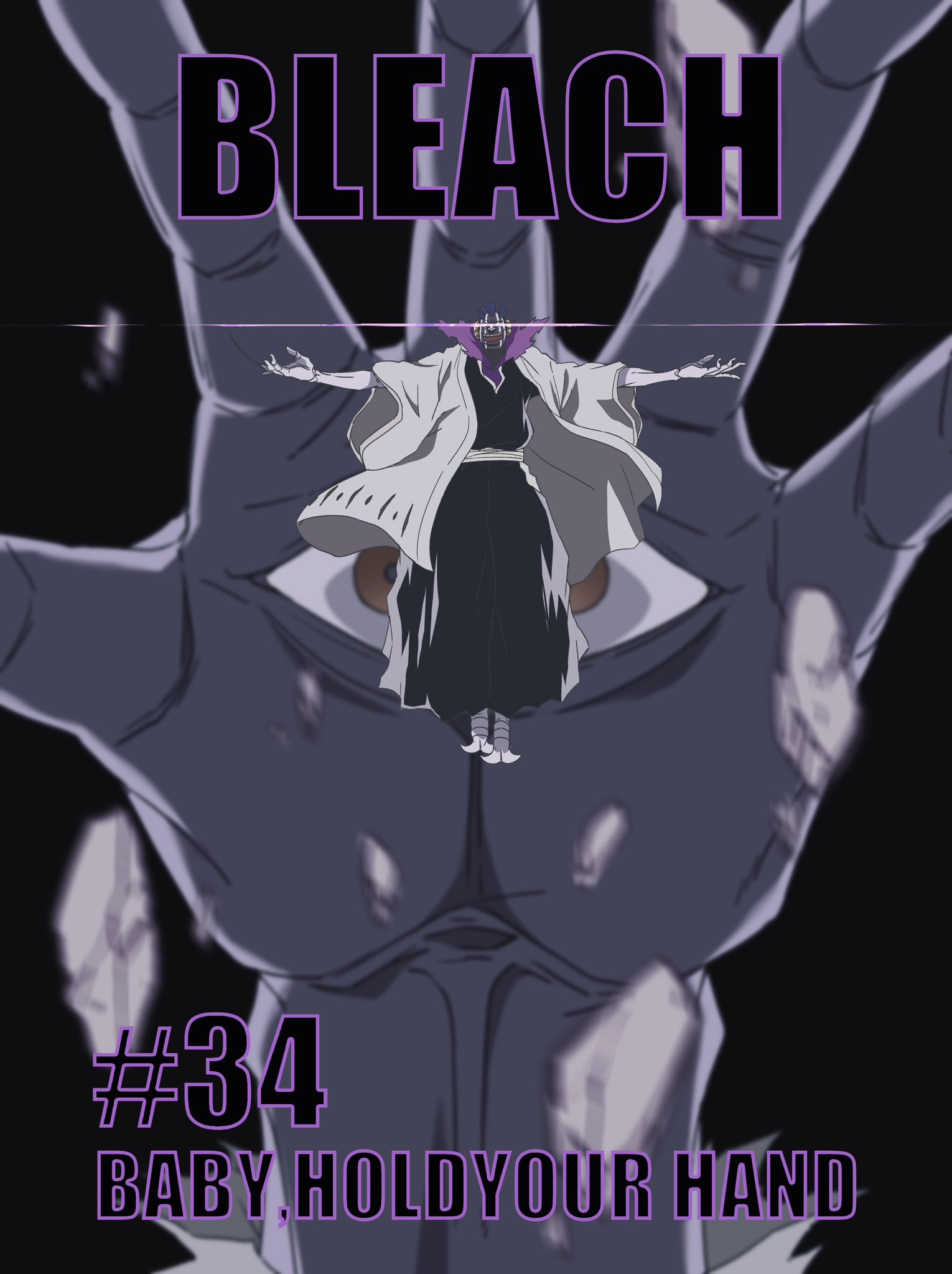 1boy 1other 7l6cup9yzr1xu7d battle black_background black_hakama black_kimono bleach bleach:_sennen_kessen-hen blue_hair blurry blurry_background colored_skin commentary_request copyright_name crazy_smile english_text extra_eyes full_body glint hakama haori highres japanese_clothes kimono kurotsuchi_mayuri long_sleeves makeup male_focus midair official_style open_mouth outstretched_arms pernida_parnkgjas rubble short_hair simple_background smile standing taichou_haori teeth upper_teeth_only white_skin wide_sleeves