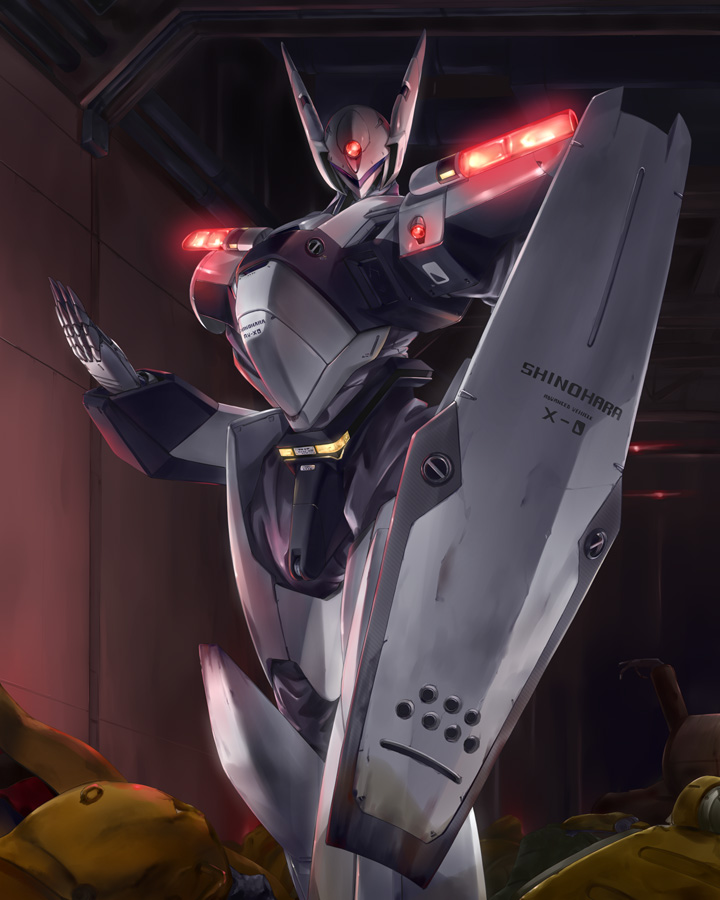 av-xo_type_zero bad_id bad_pixiv_id kidou_keisatsu_patlabor mecha no_humans police robot shield tomo_(machinemess)