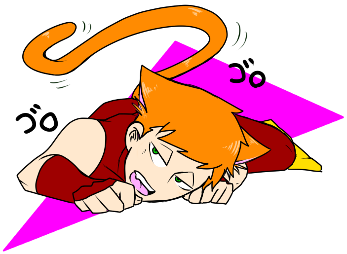 1boy animal_ears cat_boy cat_ears cat_tail dc_comics fingerless_gloves flat_color gloves green_eyes male_focus orange_hair roy_harper shoes solo speedy tail teen_titans white_background yellow_shoes