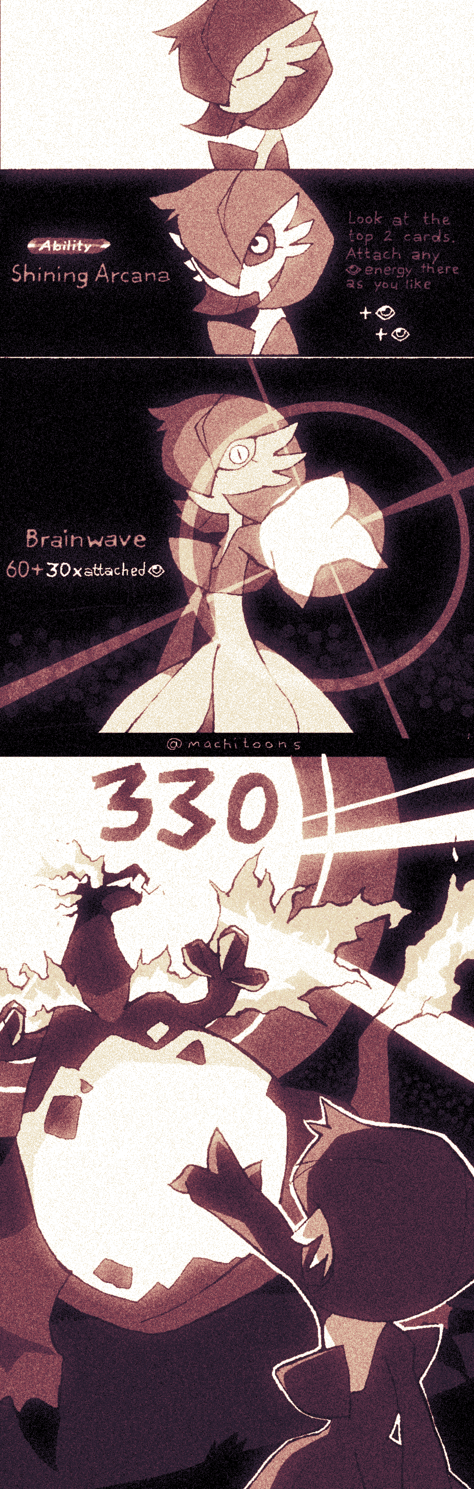 absurdres artist_name battle bob_cut charizard claws dragon fiery_wings gardevoir gen_1_pokemon gen_3_pokemon gigantamax gigantamax_charizard hair_over_one_eye highres machitoons nintendo pokemon pokemon_(creature) pokemon_ability pokemon_tcg wings