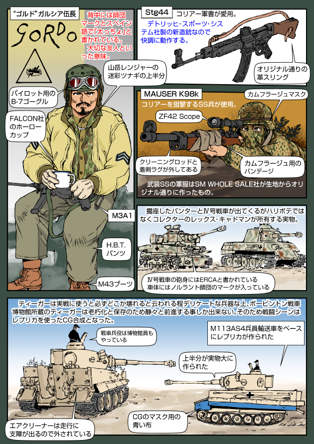 4boys assault_rifle bolt-action_rifle c.g._haenel camouflage character_request english_text fury_(movie) general_motors gun helmet japanese_text karabiner_98k m3_submachine_gun m4_sherman mauser military military_uniform military_vehicle motor_vehicle multiple_boys muta_koji rifle stg_44 story_time_(muta_koji) submachine_gun tank translation_request war watch weapon weapon_focus weapon_name weapon_profile world_war_ii