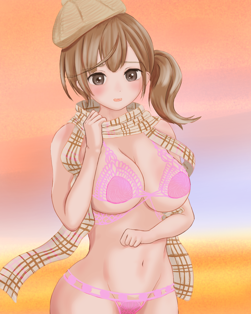 1girl breasts dead_or_alive highres large_breasts misaki_(doa) scarf solo