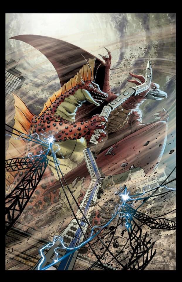antennae beak building claws cloud cloudy_sky day debris destruction dinosaur dust electricity energy fins forked_tongue giant giant_monster godzilla:_final_wars godzilla_(series) horns jeff_zornow kaiju monster muscular muscular_other no_humans official_art overcast pectorals power_lines pteranodon pterosaur rodan rubble sharp_teeth sky skyscraper teeth terror_of_mechagodzilla titanosaurus toho tongue tongue_out train wind wings