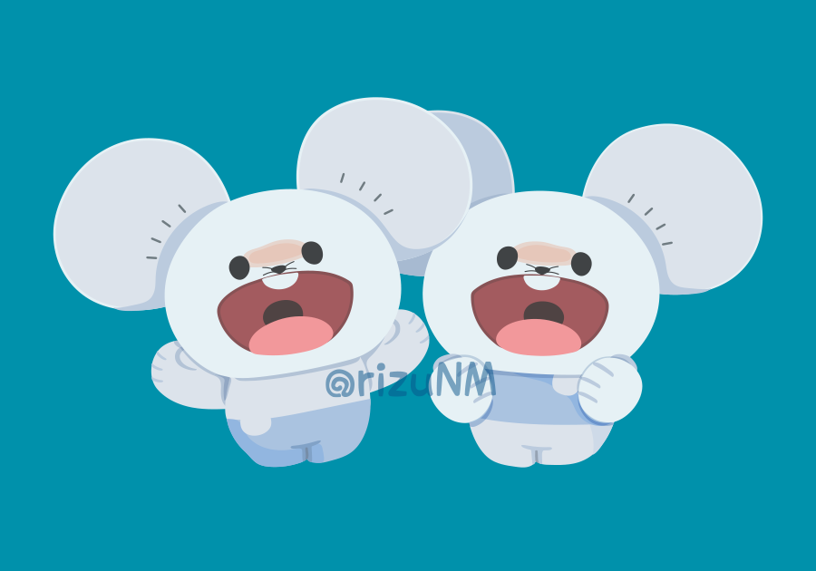 animal_focus arms_up blue_background blush commentary_request full_body mouse_(animal) nintendo no_humans open_mouth pokemon pokemon_(creature) pokemon_focus rizu_(rizunm) simple_background tandemaus teeth twitter_username upper_teeth_only