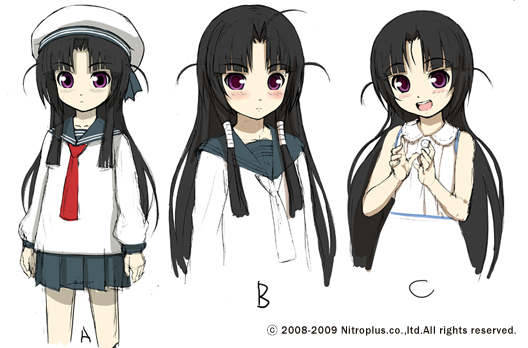 aged_down antenna_hair blunt_bangs child multiple_views oki_kiki school_uniform serafuku sumaga tagme tsuji_santa white_background