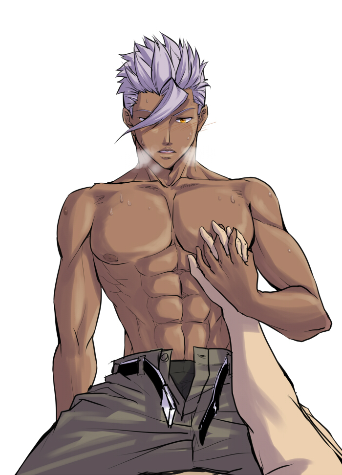2boys abs blush gundam male_focus multiple_boys muscular nipples pov riyan topless_male sitting sitting_on_person steam straddling sweat tagme undressing yaoi