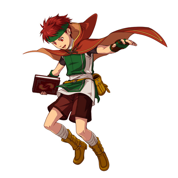 1boy book boots cape child commentary_request fingerless_gloves fire_emblem fire_emblem:_path_of_radiance gloves headband holding holding_book hood hooded_cape kobashi_(hodohodo) male_focus nintendo red_eyes red_hair short_hair shorts simple_background solo tormod_(fire_emblem) white_background