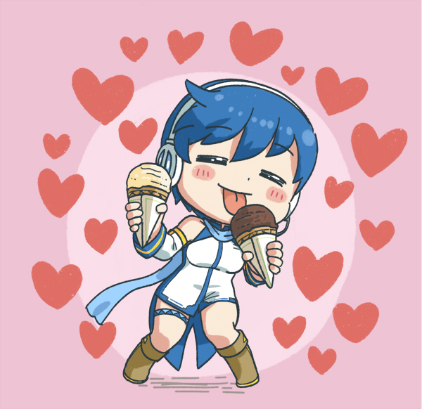 1girl chibi fanloid food ice_cream kaiko_(vocaloid) smile vocaloid