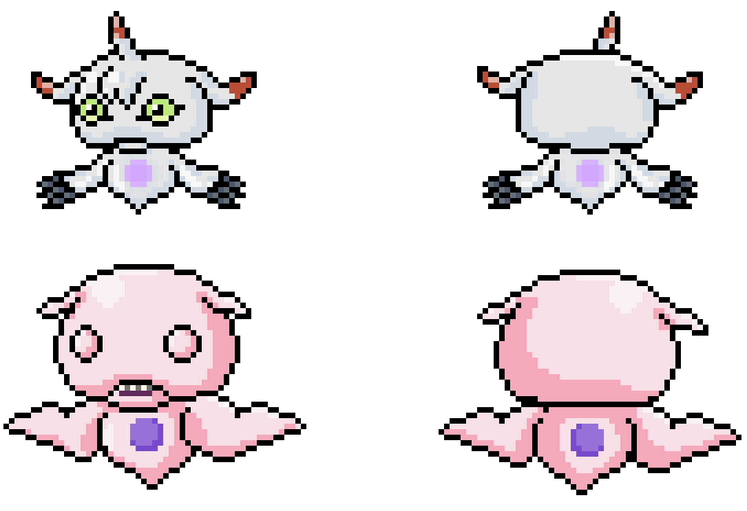 bigukkomon digicore digimon digimon_(creature) digimon_adventure_02:_the_beginning floating green_eyes monster pixel_art ukkomon