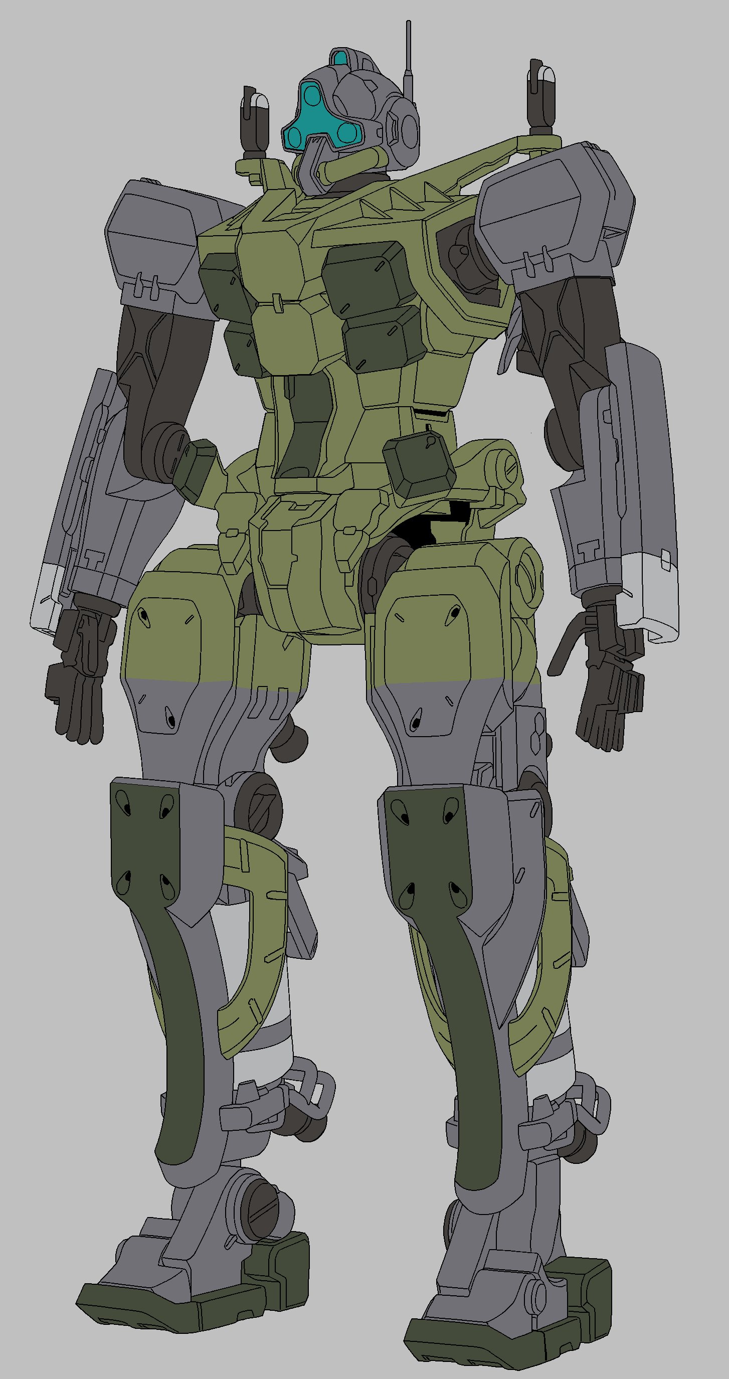 absurdres blue_visor cable color_variation colored_lineart commentary english_commentary gelgoog_(gquuuuuux) grey_background gundam gundam_gquuuuuux highres machinery mecha mecha_focus mobile_suit no_humans original radio_antenna redesign robot science_fiction user_dfcm4277 yamashita_ikuto_(style) zeon