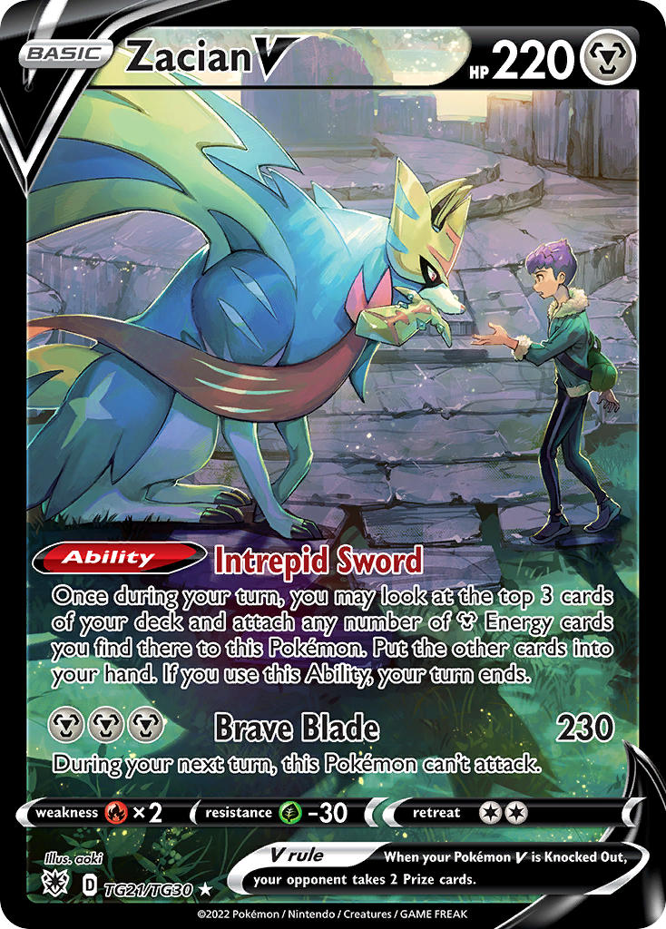 1boy aoki_(fumomo) artist_name backpack bag black_pants blue_jacket card_(medium) character_name company_name copyright_name copyright_notice dark-skinned_male dark_skin english_text from_side full_body fur-trimmed_jacket fur_trim gen_8_pokemon grass green_bag holding holding_sword holding_weapon hop_(pokemon) jacket legendary_pokemon long_sleeves mouth_hold nintendo official_art outdoors pants pokemon pokemon_(creature) pokemon_card pokemon_swsh pokemon_tcg purple_hair shoes standing sword third-party_source trading_card weapon zacian zacian_(crowned)