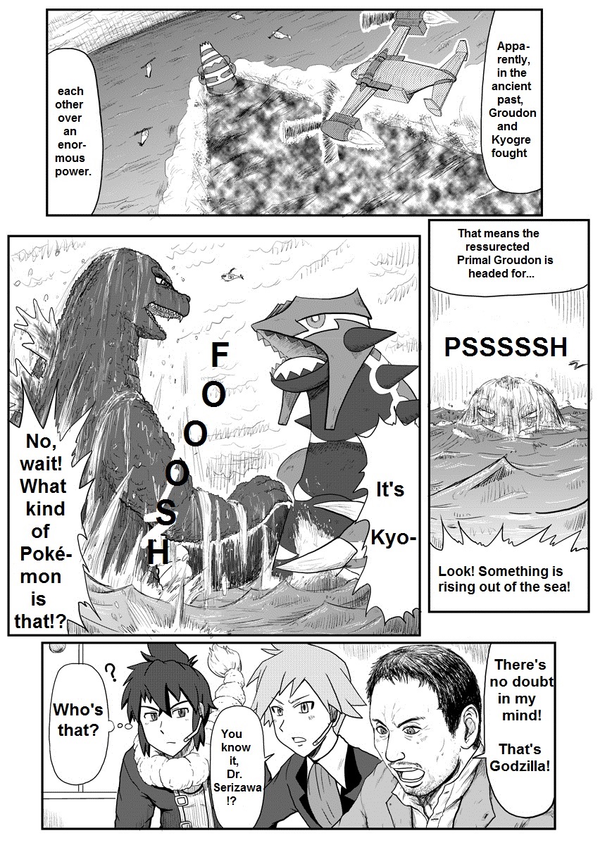 alain_(pokemon) crossover godzilla godzilla_(series) gouguru highres nintendo pokemon scientist serizawa_ishiro steven_stone toho translated