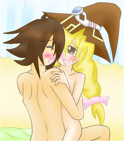 1boy 1girl artist_request beryl_benito blonde_hair blush brown_eyes couple closed_eyes hat hetero hug long_hair lowres nude orgasm sex kor_meteor straddling tagme tales_of_(series) tales_of_hearts thighs upright_straddle