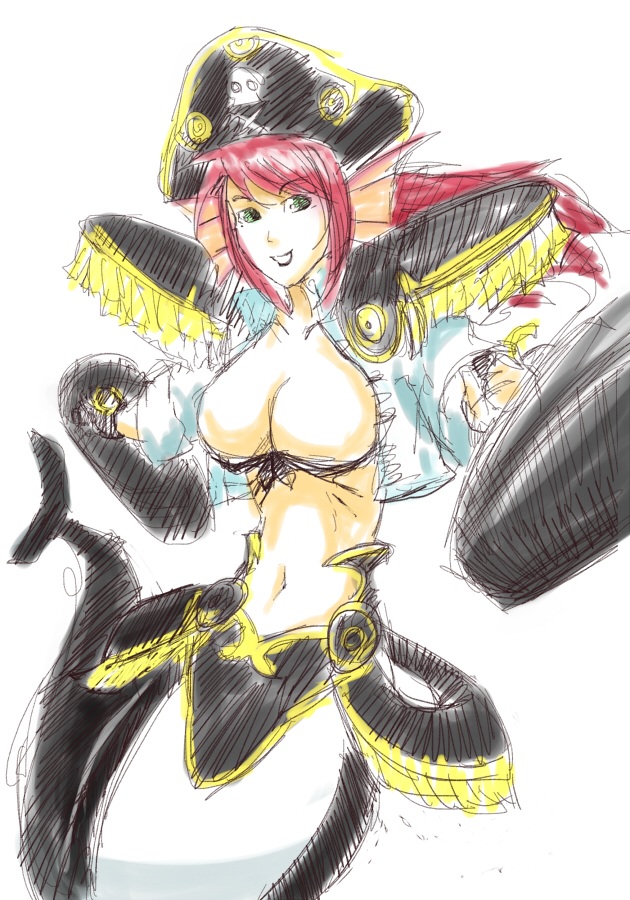 anne_sirena breasts happy hat large_breasts looking_at_viewer mermaid monster_girl smile super_robot_wars super_robot_wars_og_saga_mugen_no_frontier super_robot_wars_og_saga_mugen_no_frontier_exceed tail