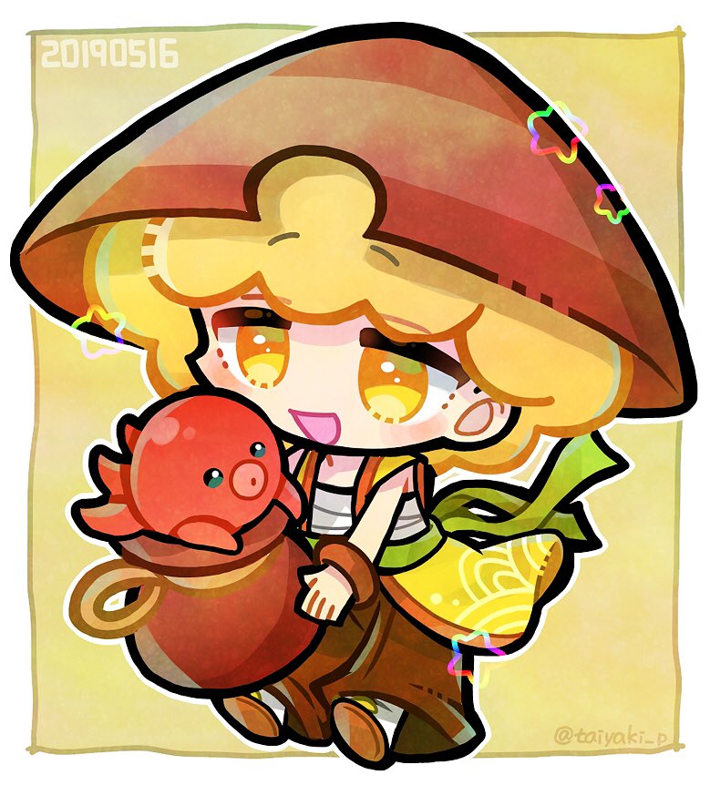 1boy blonde_hair brown_bracelet brown_footwear brown_pants dated doradorakingyo green_sash holding holding_jar japanese_clothes jar male_focus no_nose octopus open_mouth pants puyopuyo puyopuyo_quest sarashi sash shio_(puyopuyo) socks solo white_socks yellow_eyes