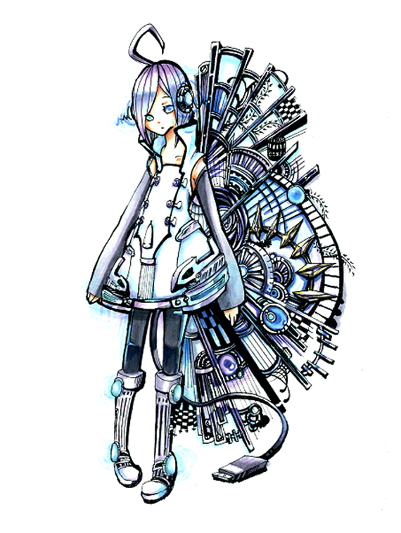 1boy detached_sleeves full_body headphones male_focus solo usb utatane_piko vocaloid white_background