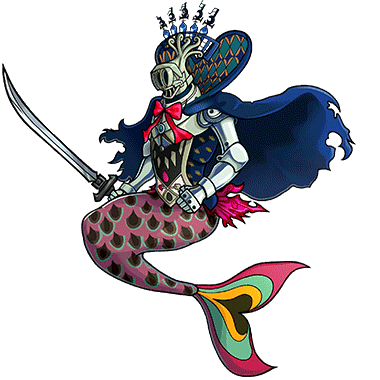 armor artist_request blue_cape bow bowtie cape crown fins fish_tail game_cg helm helmet holding holding_sword holding_weapon lowres mahou_shoujo_madoka_magica mermaid monster_girl no_humans official_art oktavia_von_seckendorff red_bow red_bowtie sitting solo sword tachi-e tail third-party_source torn_cape torn_clothes transparent_background unison_league weapon witch_(madoka_magica)