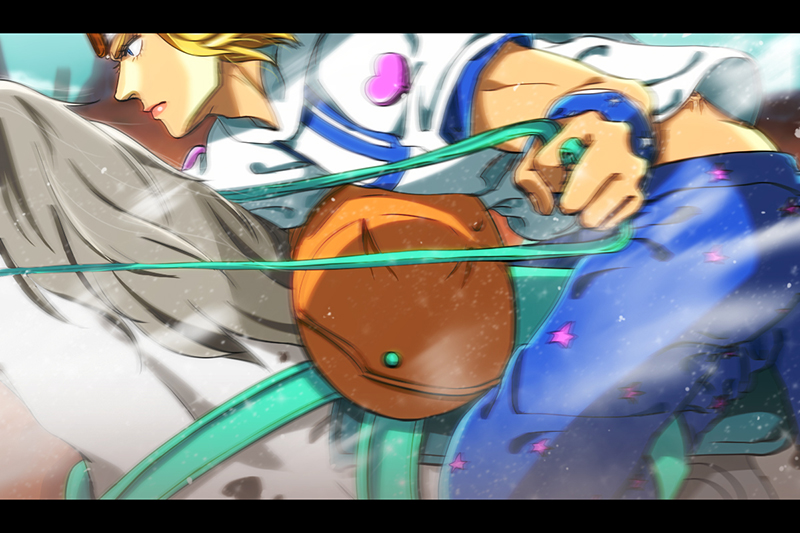 1boy blonde_hair fake_screenshot hat horse johnny_joestar jojo_no_kimyou_na_bouken letterboxed male_focus reins shimura_(yoshikatu) solo steel_ball_run