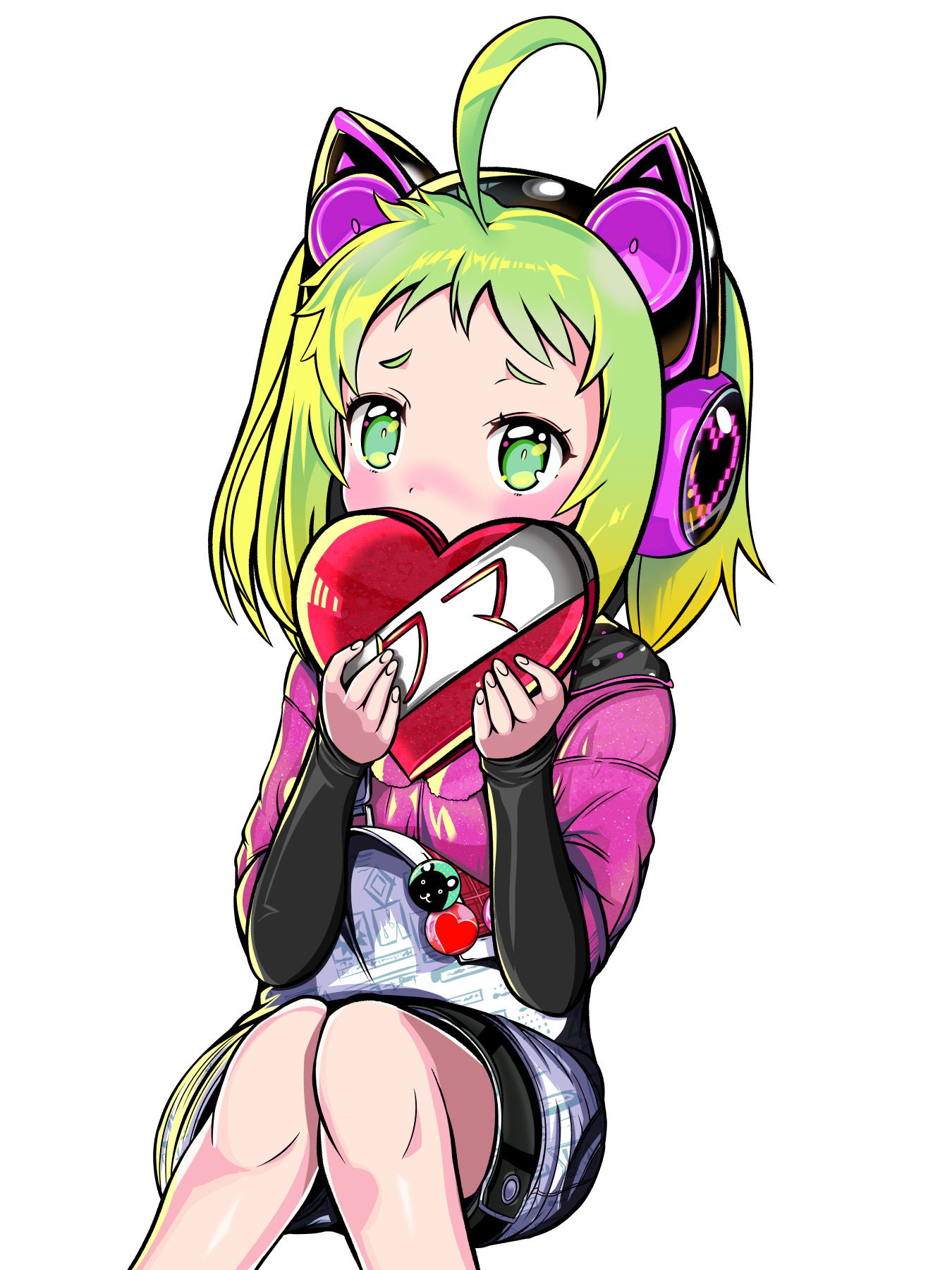 antenna_(dohna_dohna) blush candy chocolate chocolate_heart food heart highres looking_to_the_side transparent_background