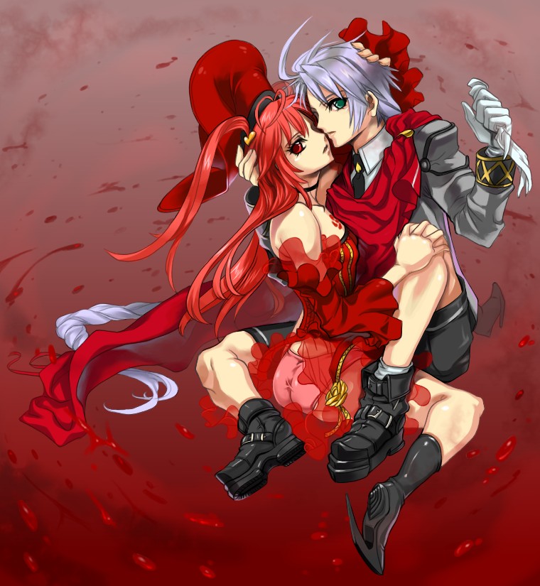 00s another_blood daijuuji_kuzaku demonbane hat long_hair panties red_hair red_panties underwear