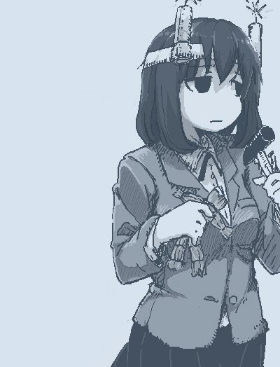1girl blazer breast_pocket breasts closed_mouth collared_shirt cowboy_shot dress_shirt empty_eyes expressionless hammer hamsterfragment hands_up hashihime headband holding holding_hammer holding_nail jacket jaggy_lines jpeg_artifacts long_sleeves looking_away looking_to_the_side medium_breasts medium_hair monochrome nail nail_(hardware) no_pupils original partially_unbuttoned pleated_skirt pocket school_uniform shirt simple_background skirt solo straw_doll suicidal_girl_(hamsterfragment) ushi_no_koku_mairi wing_collar