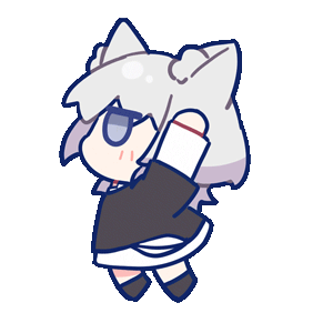 1girl animal_ear_fluff animal_ears animated animated_gif arms_up bang_dream! bang_dream!_it&#039;s_mygo!!!!! blue_eyes cat_ears chibi chibi_only dazeroyuu full_body heterochromia jitome jumping kaname_raana lowres no_mouth short_hair simple_background solo standing transparent_background yellow_eyes