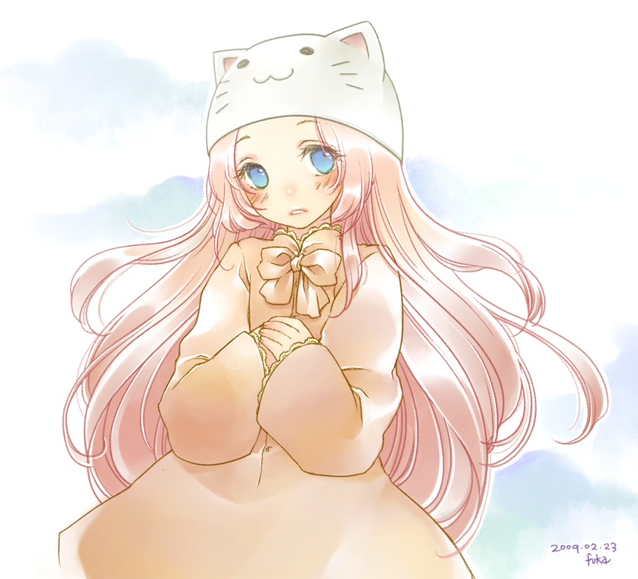 1girl animal_hat cat_hat female_focus fuuka_(fukasheu) hat megurine_luka megurine_luka_(toeto) solo toeto_(vocaloid) vocaloid