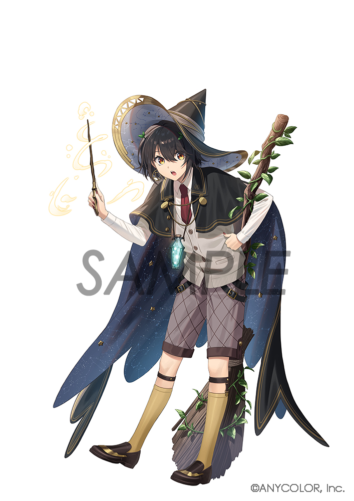 1boy :o belt belt_buckle big_dipper black_belt black_cape black_hair black_hat black_shoes blue_cape broom buckle cape collared_shirt constellation constellation_print copyright_notice corona_borealis_(constellation) dolustoy draco_(constellation) earrings full_body grey_shorts grey_sweater_vest hair_between_eyes hand_on_own_hip hand_up hat hercules_(constellation) holding holding_broom holding_wand hoop_earrings jewelry leaf leaf_on_head leaning_forward legwear_garter leo_(constellation) leo_minor_(constellation) loafers looking_at_viewer magic male_focus mashiro_meme nail_polish necktie nijisanji official_art open_mouth petite plant red_nails red_necktie sample_watermark shirt shoes short_hair shorts simple_background single_earring socks solo standing star_(symbol) star_map starry_sky_print sweater_vest two-sided_cape two-sided_fabric ursa_major_(constellation) ursa_minor_(constellation) vial vines virtual_youtuber wand watermark white_background white_shirt witch_hat yellow_eyes yellow_socks