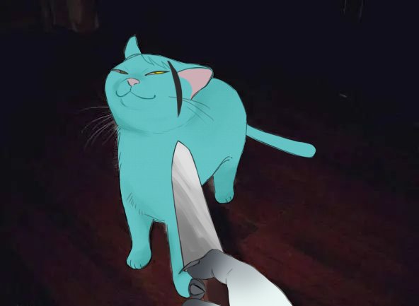 animal animalization at_knifepoint august2486 cat chinese_commentary commentary_request fingernails floyd_leech holding holding_knife jade_leech knife knife_cat_(meme) meme pov sharp_fingernails twisted_wonderland