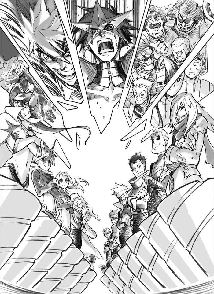 00s 4girls 6+boys ailac_coega antispiral_nia attenborough_cortitch bad_id bad_pixiv_id barinbo boota_(ttgl) cybela_kuto darry_adai dayakka drill everyone gabal_docker gimmy_adai greyscale guinble jogan kidd_coega kittan_bachika leeron_littner leite_jokin lordgenome makken mekameka_shii monochrome multiple_boys multiple_girls nia_teppelin rossiu_adai simon_(ttgl) tengen_toppa_gurren_lagann tetsukan viral_(ttgl) yoko_littner zoushi_kanai