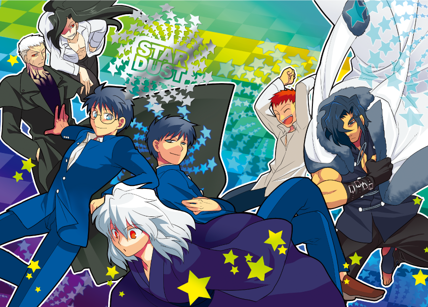 6+boys akariya_kuubu black_coat black_hair blue_kimono coat dark_persona dual_persona everyone expressionless floating_clothes floating_hair glasses group_picture hair_over_one_eye hands_in_pockets inui_arihiko japanese_clothes kimono kishima_kouma long_coat long_hair looking_at_viewer male_focus melty_blood michael_roa_valdamjong multiple_boys nanaya_shiki nrvnqsr_chaos orange_hair red_eyes school_uniform shirt short_hair sleeveless sleeveless_shirt tohno_shiki tohno_shiki_(2) tsukihime vampire white_coat white_hair