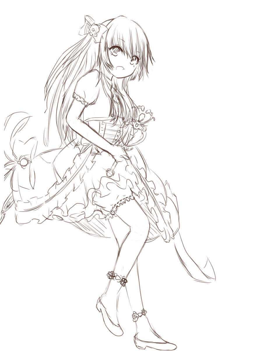 1girl 9nrainnrainbow9 chaos_marie_(grimms_notes) grimms_notes long_hair sketch solo
