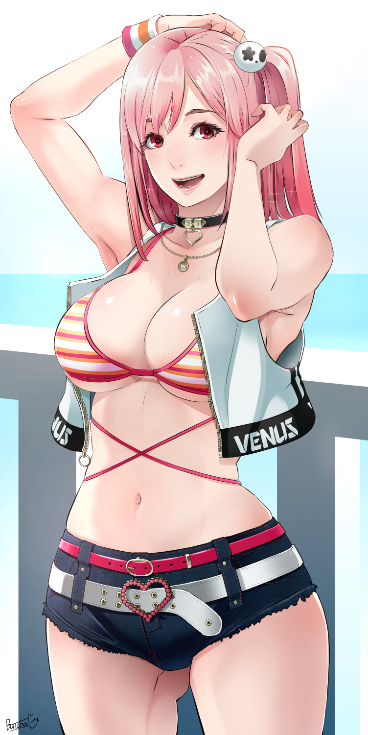 1girl breasts butcha-u dead_or_alive highres honoka_(doa) large_breasts pink_hair solo