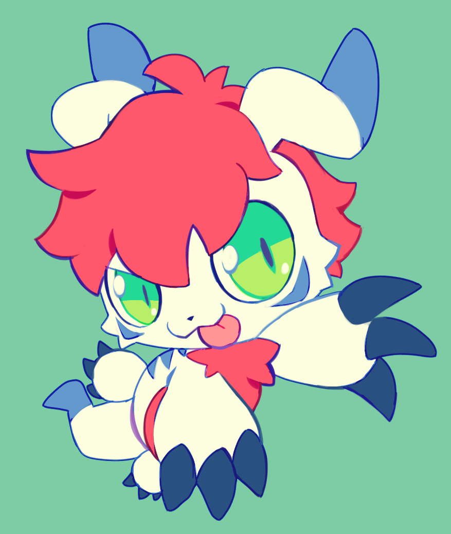 claws digimon gomamon gomamon_x-antibody green_eyes red_hair tongue tongue_out