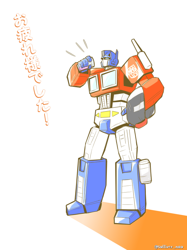 1980s_(style) 1boy artist_name autobot blue_eyes cup drink drinking_glass energon glass headgear holding holding_cup holding_drinking_glass insignia machine machinery mecha no_humans retro_artstyle optimus_prime personification retro_artstyle robot tolliver transformers translation_request