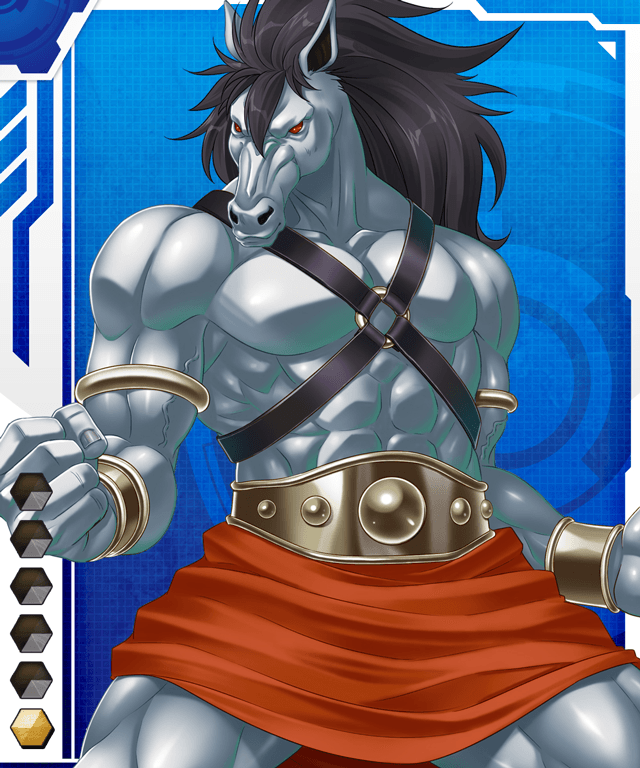 card_(medium) colored_skin gradient_background grey_skin horse_man_(taimanin_asagi) lilith-soft monster red_eyes solo taimanin_(series) taimanin_asagi_battle_arena_all_card_gallery taimanin_asagi_kessen_arena