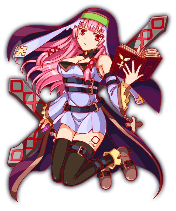 1girl anime_coloring ankle_belt arm_belt armpit_crease artist_request bare_shoulders belt black_belt black_collar blunt_bangs blunt_sidelocks breasts brown_belt brown_footwear brown_thighhighs charlotte_(crash_fever) cleavage closed_mouth coif collar crash_fever cross detached_collar detached_sleeves dress frown full_body game_cg green_headband headband high_heels latin_cross leg_belt leg_tattoo long_hair long_sleeves looking_at_viewer low-tied_sidelocks medium_breasts number_print number_tattoo numbered nun official_art outline oversized_object pink_eyes pink_hair purple_coif purple_dress purple_sleeves purple_veil red_outline shoe_belt sidelocks solo square square_print square_tattoo straight_hair tachi-e tattoo thighhighs third-party_source transparent_background veil waist_cape wide_sleeves wing_print