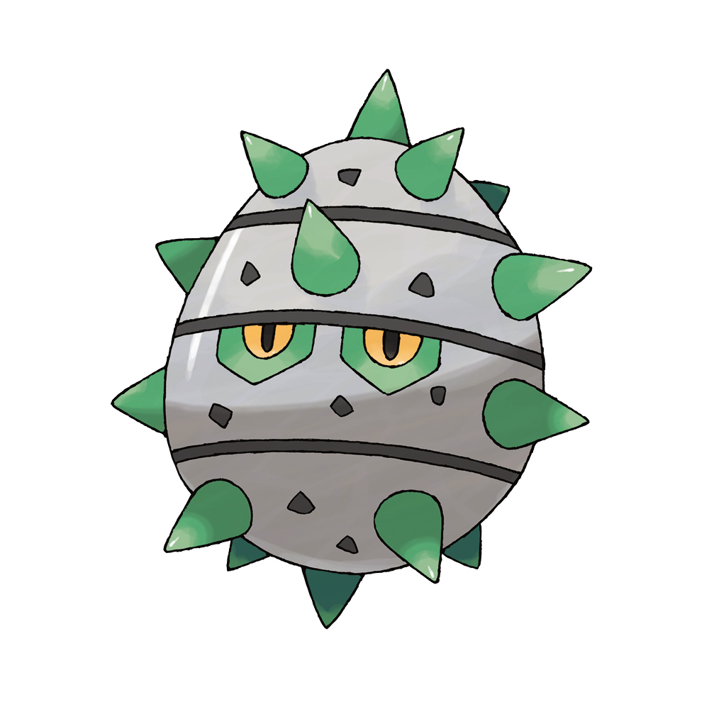 artist_request ferroseed full_body gen_5_pokemon nintendo no_humans official_art pokemon pokemon_(creature) pokemon_bw pokemon_focus simple_background solo spikes third-party_source white_background yellow_eyes