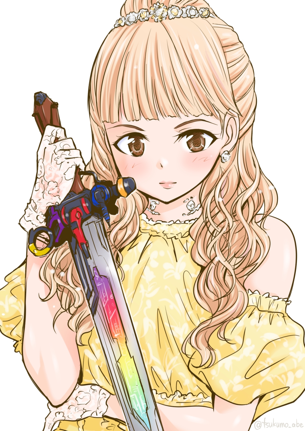 1girl abe_tsukumo blonde_hair dress highres ohsama_sentai_king-ohger princess ran_himeno super_sentai yellow_eyes