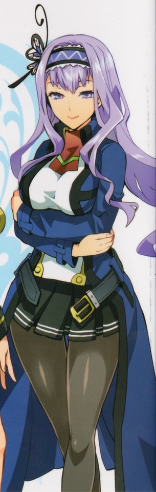 blazblue breasts kajun_faycott large_breasts long_hair purple_eyes purple_hair skirt tagme