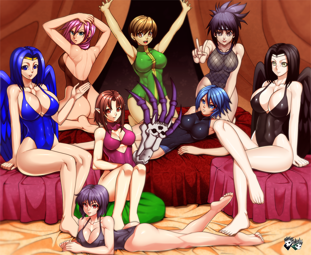 10s 6+girls aqua_(kingdom_hearts) ass barefoot breasts feet final_fantasy final_fantasy_xiii ghost_in_the_shell harem hiro_(spectral_force) jadenkaiba kingdom_hearts kingdom_hearts_birth_by_sleep kusanagi_motoko large_breasts lightning_farron mitarashi_anko multiple_girls naruto_(classic) naruto_(series) persona persona_4 pink_hair satonaka_chie spectral_(series) spectral_souls