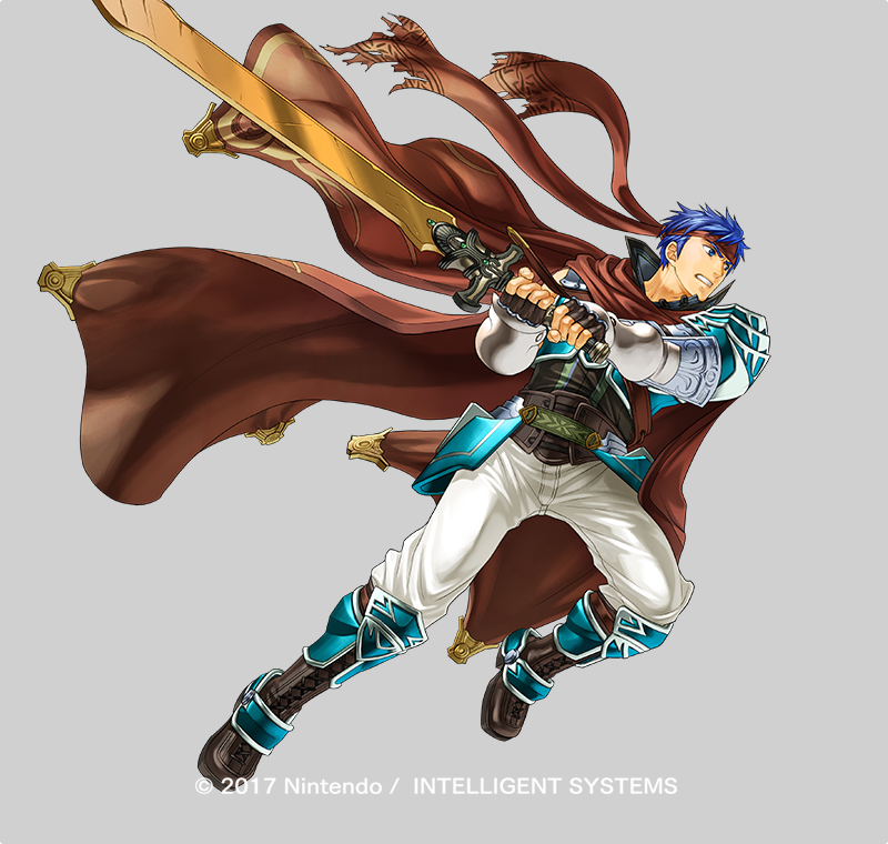 1boy armor blue_eyes cape fingerless_gloves fire_emblem fire_emblem:_radiant_dawn fire_emblem_heroes full_body gloves headband holding holding_sword holding_weapon ike_(fire_emblem) ike_(vanguard_legend)_(fire_emblem) kita_senri looking_at_viewer male_focus nintendo official_art pants simple_background solo standing sword weapon white_pants