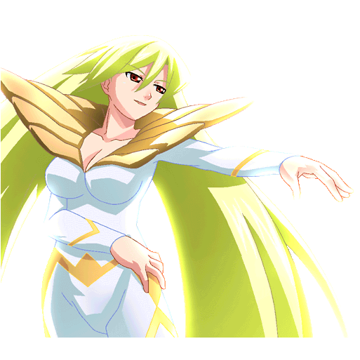 1girl animated animated_gif aq_interactive arcana_heart arcana_heart_3 artist_request atlus blonde_hair bodysuit breasts cleavage game_cg groin large_breasts mildred_avallone official_art official_wallpaper skin_tight