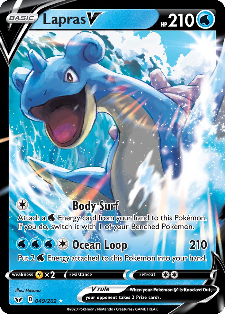 animal_focus artist_name blue_sky card_(medium) character_name company_name copyright_name copyright_notice english_text gen_1_pokemon hasunokaeru lapras nintendo no_humans official_art open_mouth pokemon pokemon_(creature) pokemon_card pokemon_focus pokemon_tcg sky solo sun third-party_source trading_card water